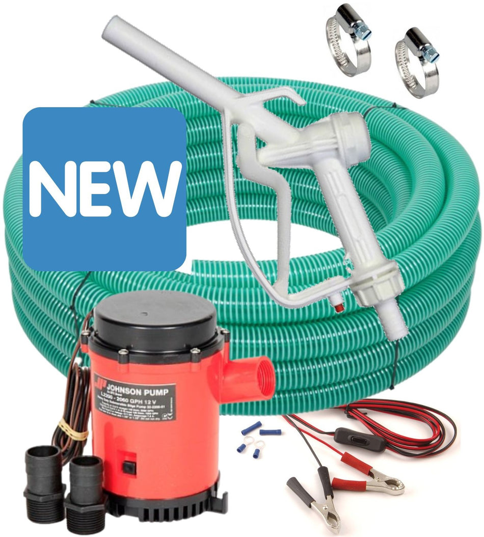 Ketta BIGflow 12v submersible calf milk pump kit with 10 m x 25 mm hose and dispensing nozzle