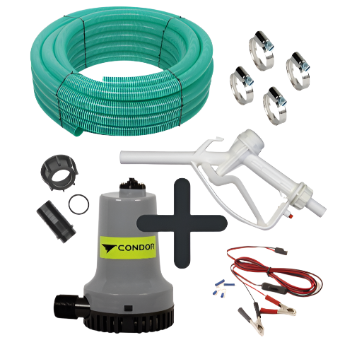 Ketta DC-2312 12v submersible calf milk pump kit with 10 m x 25 mm hose and dispensing nozzle