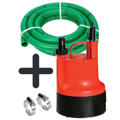 Ketta BPS Puddle Sucker red submersible pump and 10 m x 19 mm (3/4 inch) hose kit