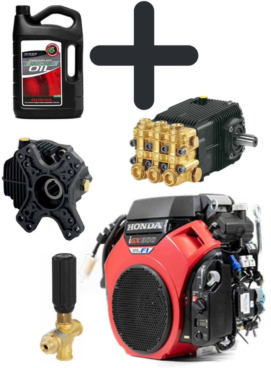 Build-Your-Own Annovi Reverberi XWL water blaster pump kit with Honda iGX800 engine 200 bar (3000 psi) 41 lpm