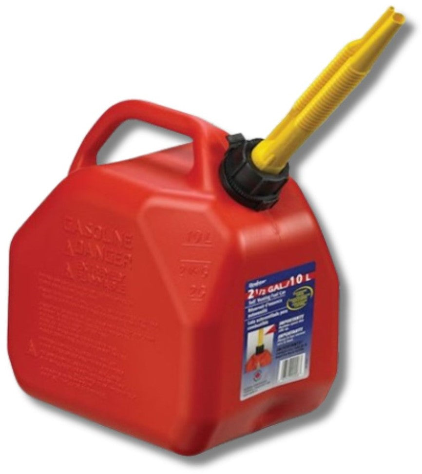 Scepter 10 litre red jerry can for petrol with flexible spout and breather squat style