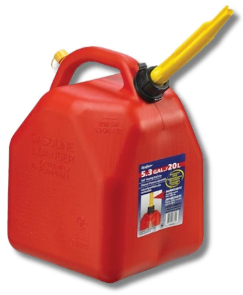 Scepter 20 litre red jerry can for petrol with flexible spout and breather squat style