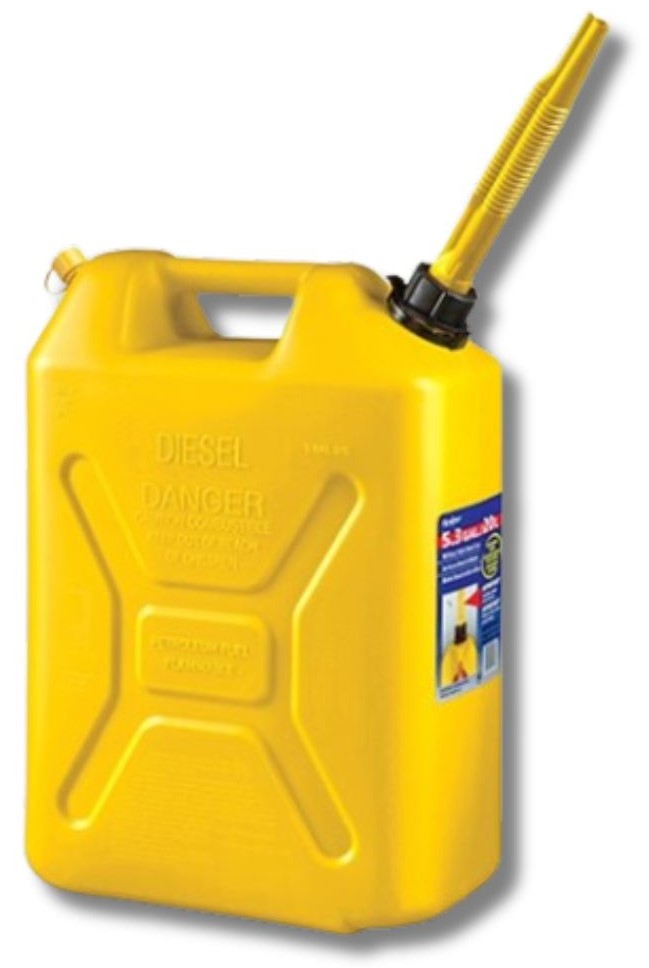 Scepter 20 litre yellow jerry can for diesel with flexible spout and breather