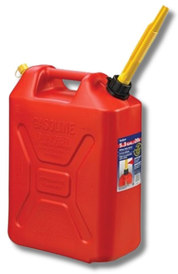 Scepter 20 litre red jerry can for petrol with flexible spout and breather