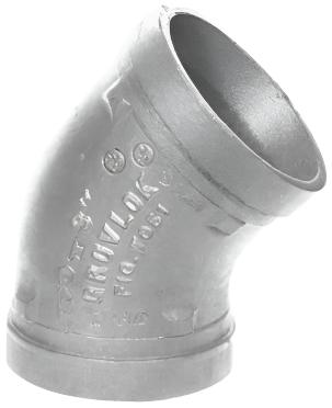 T-Rex roll groove elbow 45D galvanised 65 mm 2-1/2 inch