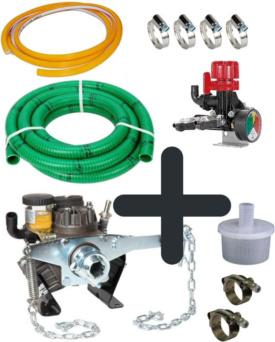 Annovi Reverberi AR303 diaphragm pump and hose kit with female six spline tractor PTO shaft and GR40 control 30 lpm 40 bar (580 psi)