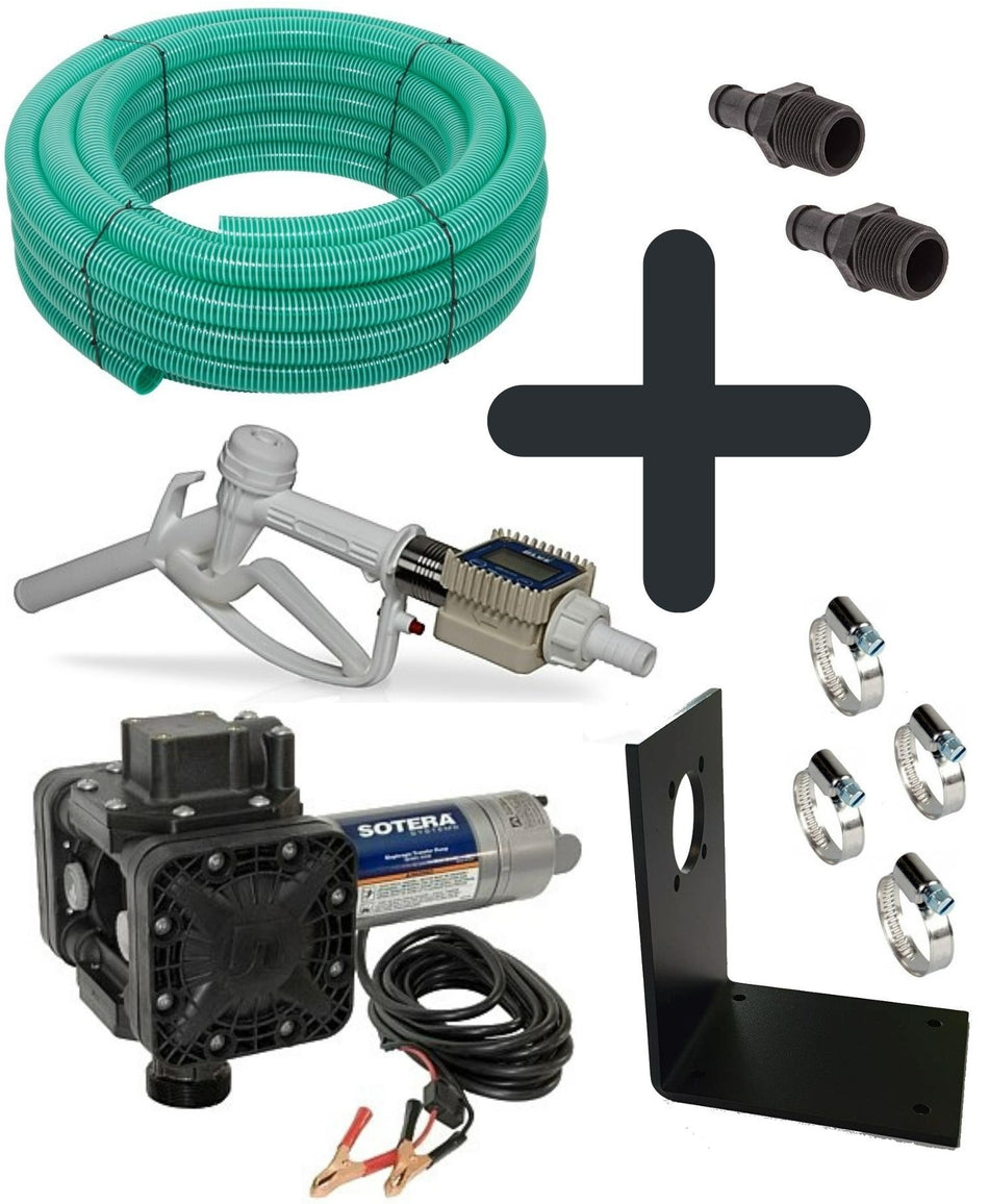 Sotera SS415B 12v diaphragm pump and 30 m hose kit with Ketta 100 dispensing nozzle and flow meter 49 lpm