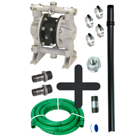 Aro 1/2 inch NPT(F) poly air operated diaphragm drum pump kit (Santoprene) 49 lpm 6.9 bar (100 psi)