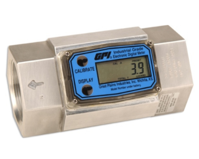 GPI G2A15IQ9LMA 1-1/2 inch BSP(F) ISO aluminium industrial turbine flow meter 38 to 380 lpm 21 bar (300 psi)