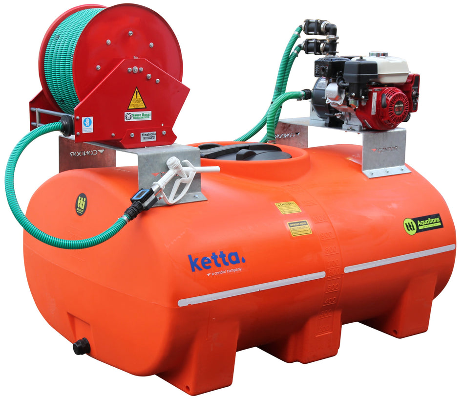 Ketta 600 litre liquid mixing and dispensing system Honda pump 30 m hose with reel and nozzle