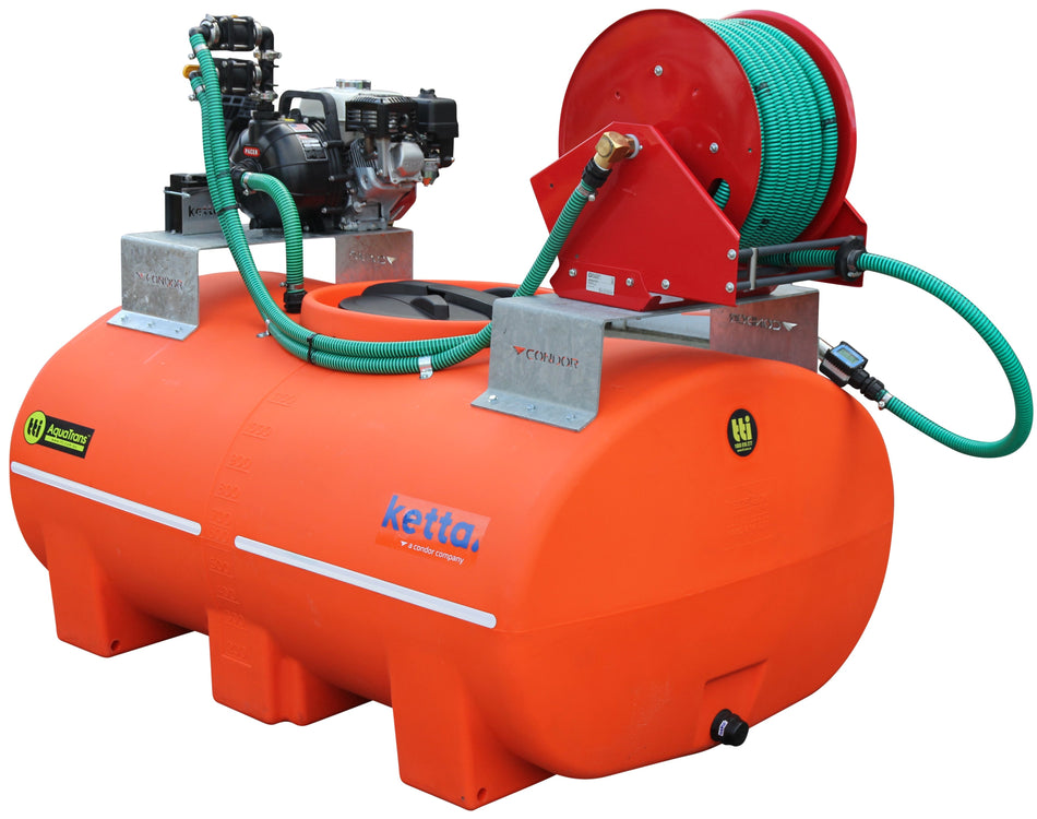 Ketta 600 litre liquid mixing and dispensing system Honda pump 30 m hose with reel and nozzle