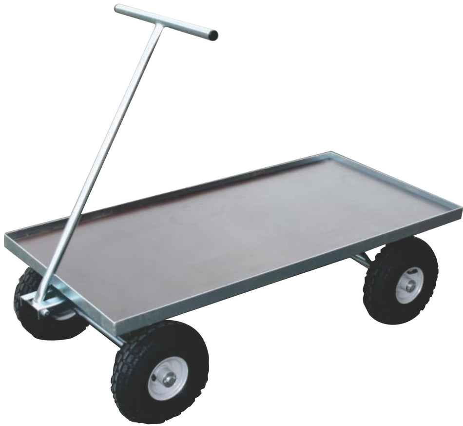 Ketta MFDP1260-Z flat deck 4 x wheel hand trolley with plywood deck 1200 mm long X 600 mm wide