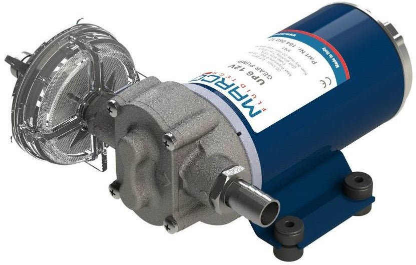 Marco UP6 12v bronze gear pump for diesel and anti-freeze 1/2 inch BSP(F) 16 mm hose tails 26 lpm 2 bar (29 psi)