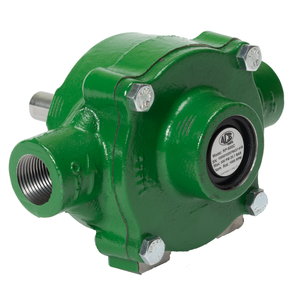 Ace RP-600C six roller pump bare 3/4 inch NPT(F) ports with 5/8 inch shaft 82.5 lpm 20.7 bar (300 psi)